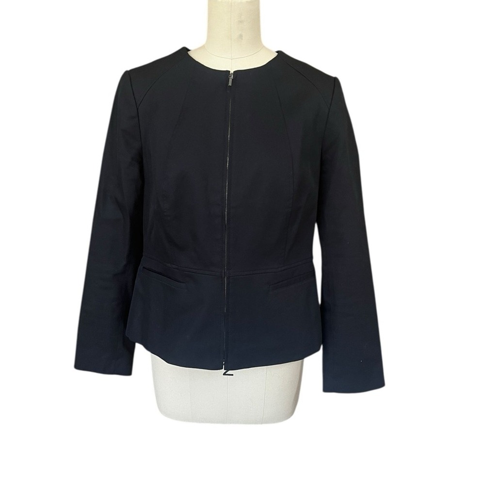 Talbots classic black zip front blazer jacket‎ size 10p